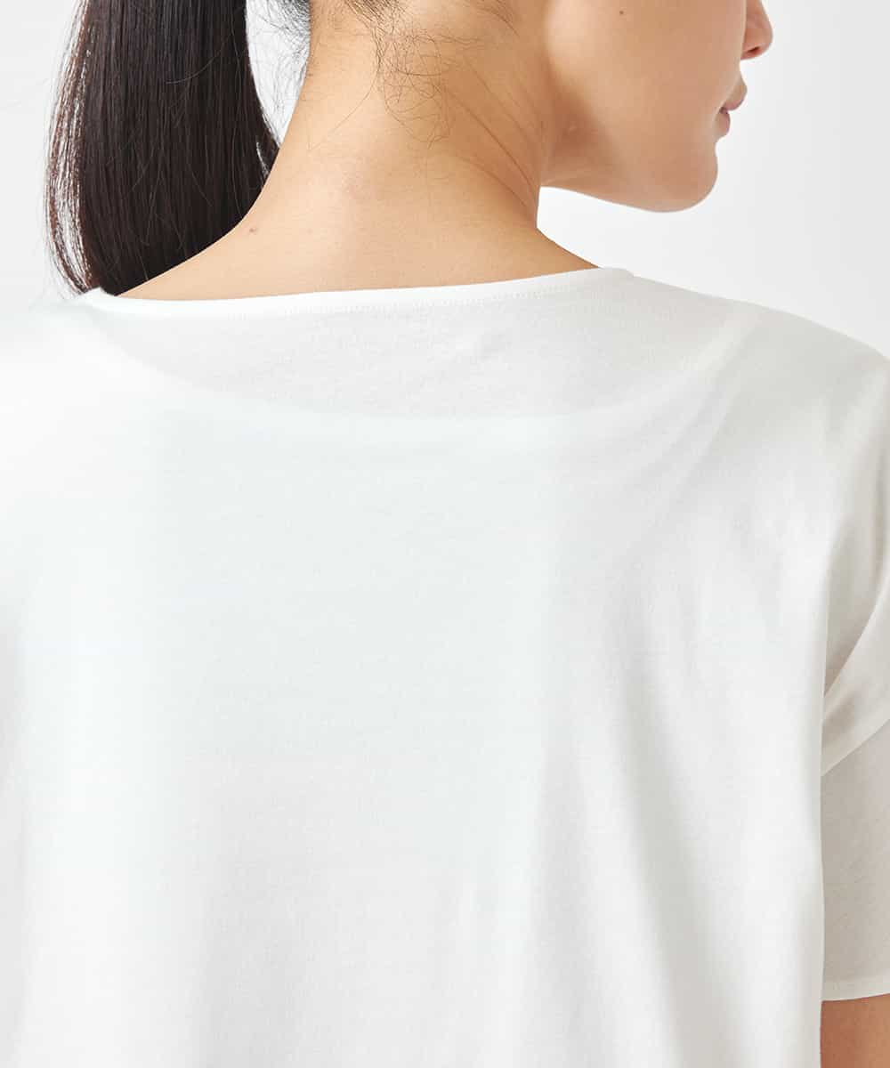 RBKGX04230 HIROKO BIS(ヒロコ ビス) デザインプリントチュニックTシャツ /洗える ホワイト
