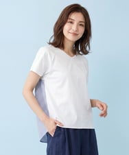 RBKHA06200 HIROKO BIS(ヒロコ ビス) 【UV/遮熱性/接触冷感】バックジョイントフレンチスリーブカットソー /洗濯機で洗える ホワイト