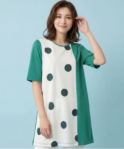 RBKHA09260 HIROKO BIS 幾何学柄プリントカットチュニック /洗える