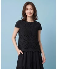 RBKHA15290 HIROKO BIS(ヒロコ ビス) フラワーデコ刺繍ブラウス /洗える ブラック