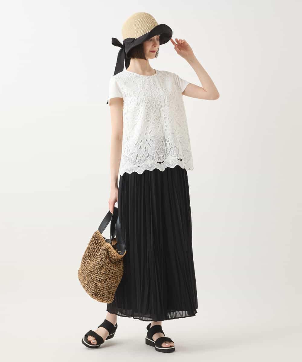 RBKHA15290 HIROKO BIS(ヒロコ ビス) 【先行予約】フラワーデコ刺繍ブラウス ホワイト