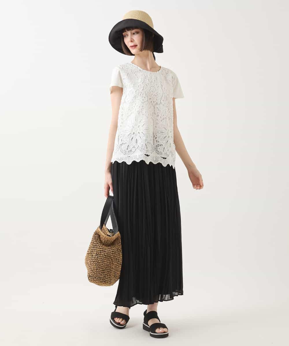 RBKHA15290 HIROKO BIS(ヒロコ ビス) 【先行予約】フラワーデコ刺繍ブラウス ホワイト