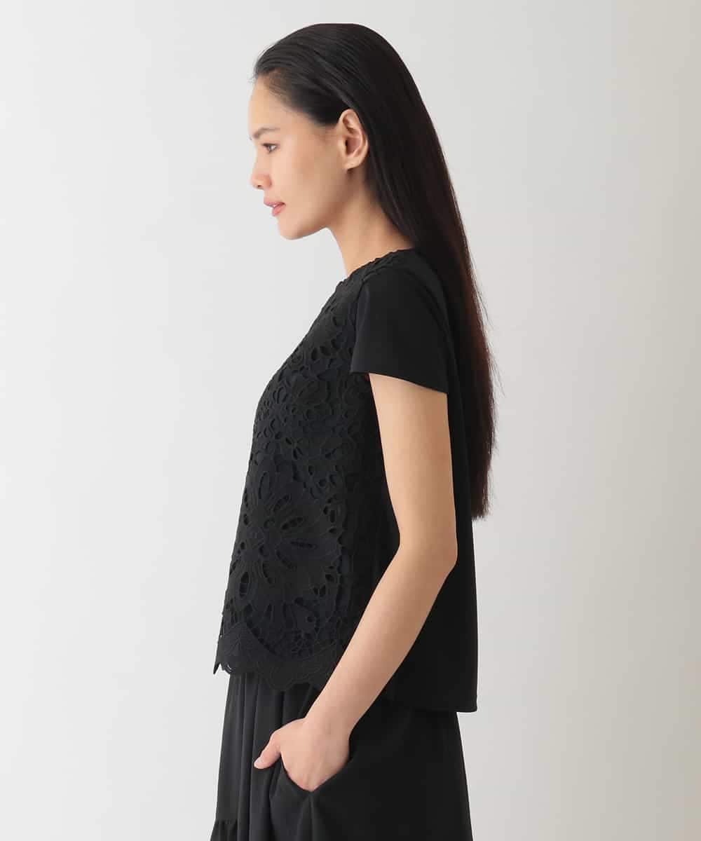 RBKHA15290 HIROKO BIS(ヒロコ ビス) フラワーデコ刺繍ブラウス /洗える ブラック