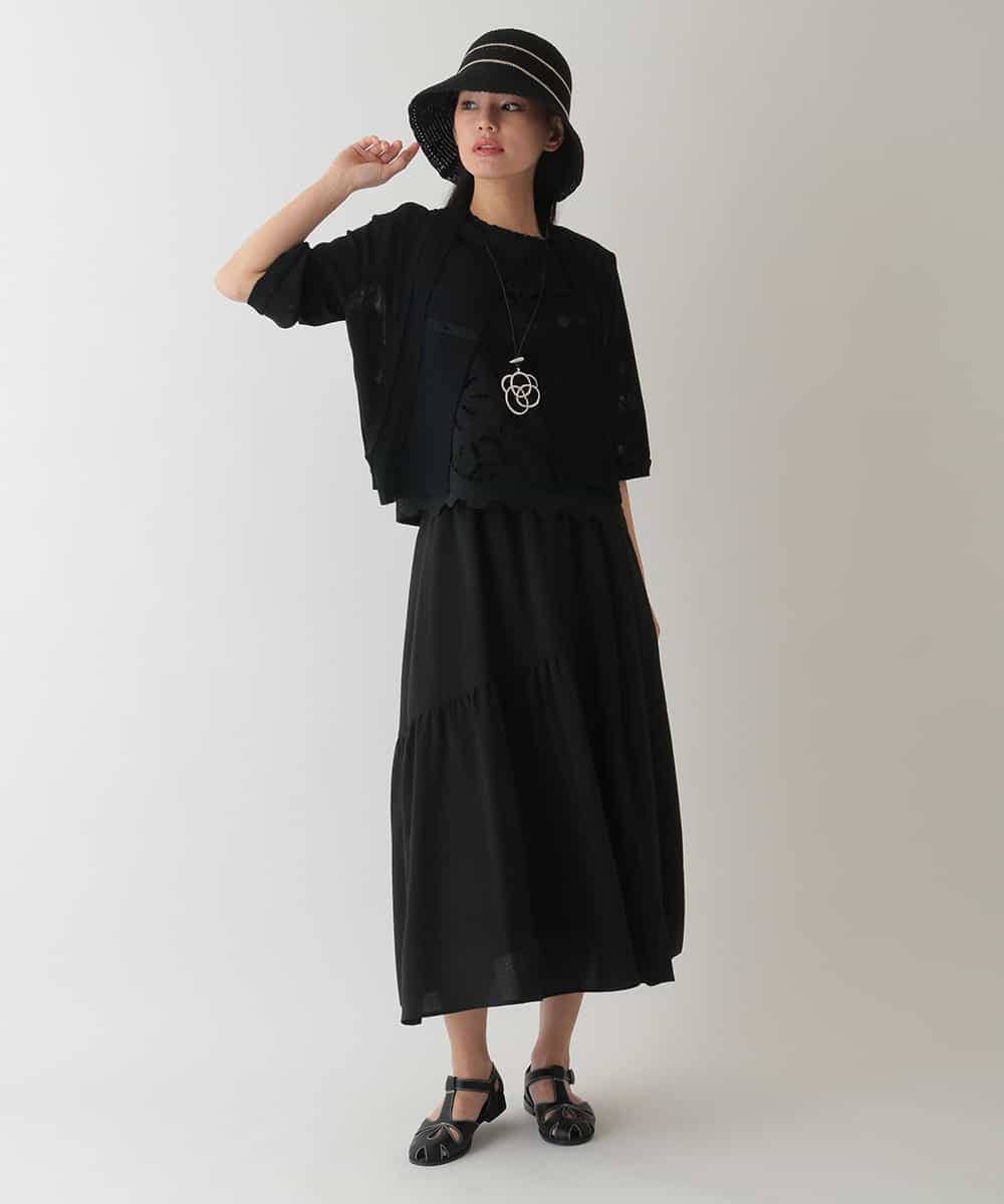 RBKHA15290 HIROKO BIS(ヒロコ ビス) フラワーデコ刺繍ブラウス /洗える ブラック