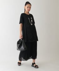 RBKHA16330 HIROKO BIS(ヒロコ ビス) カットワークデコ刺繍チュニック /洗える ブラック