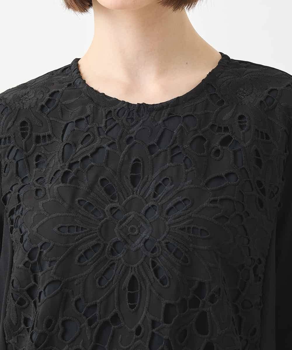 RBKHA16330 HIROKO BIS(ヒロコ ビス) 【先行予約】カットワークデコ刺繍チュニック ブラック