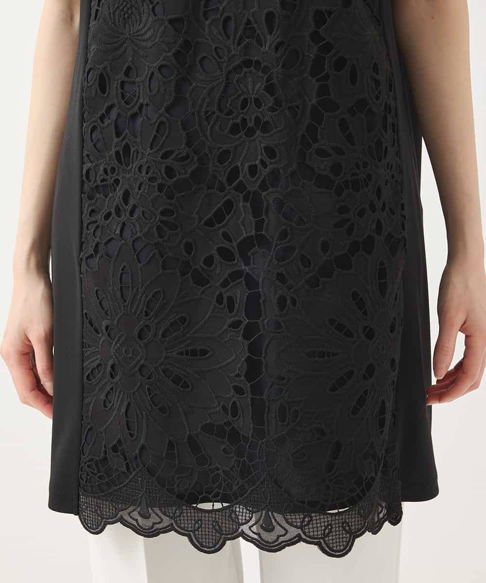 RBKHA16330 HIROKO BIS(ヒロコ ビス) 【先行予約】カットワークデコ刺繍チュニック ブラック