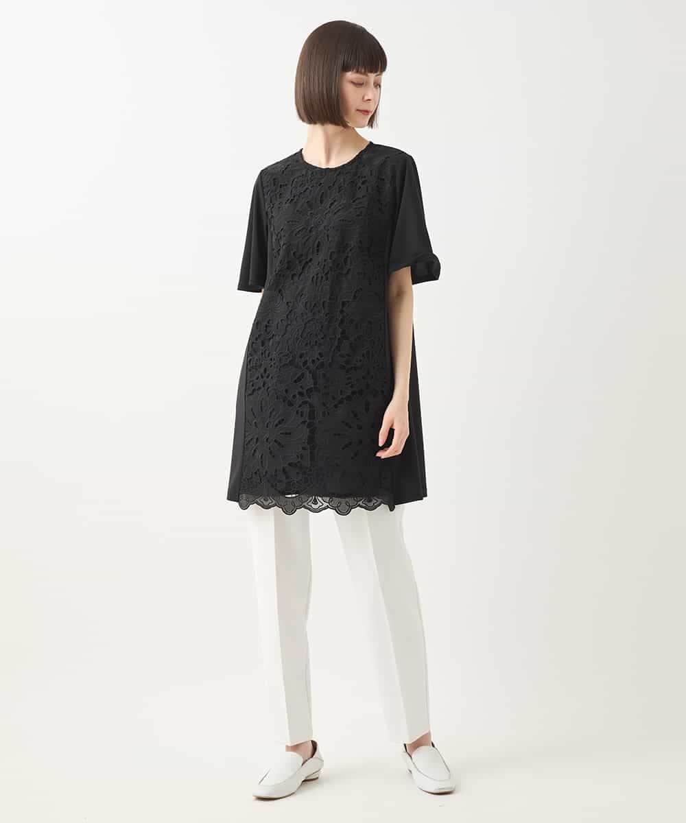 RBKHA16330 HIROKO BIS(ヒロコ ビス) 【先行予約】カットワークデコ刺繍チュニック ブラック