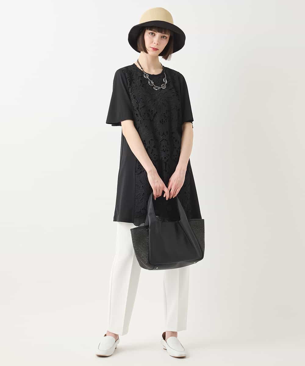 RBKHA16330 HIROKO BIS(ヒロコ ビス) 【先行予約】カットワークデコ刺繍チュニック ブラック