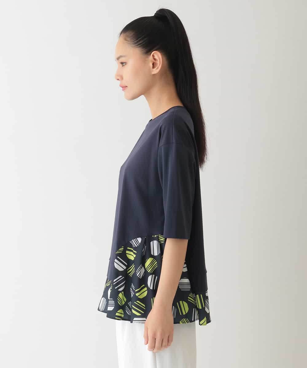 RBKHA46260 HIROKO BIS(ヒロコ ビス) ストライプドットジョイントヘムカットソー /洗える ネイビー