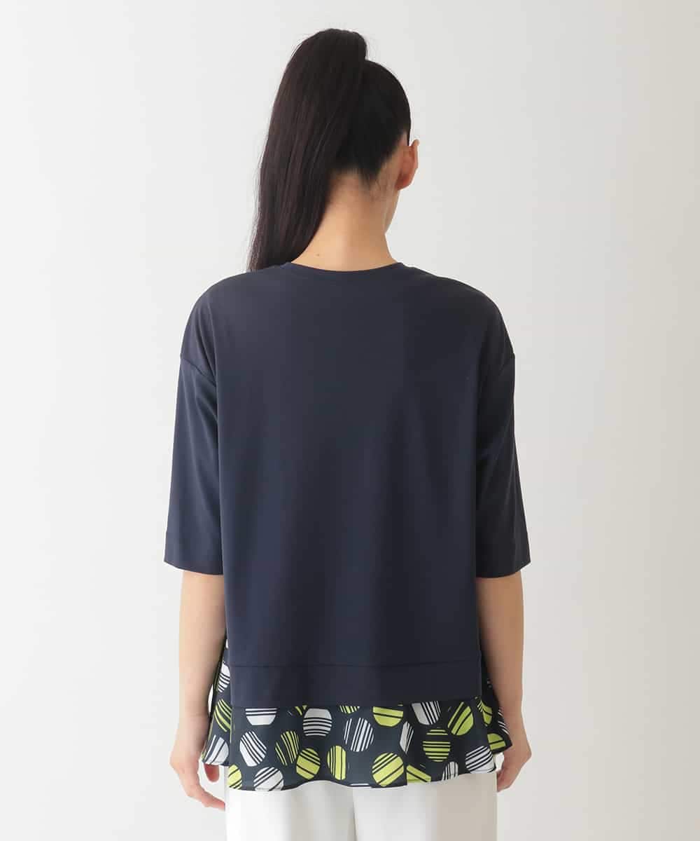 RBKHA46260 HIROKO BIS(ヒロコ ビス) ストライプドットジョイントヘムカットソー /洗える ネイビー