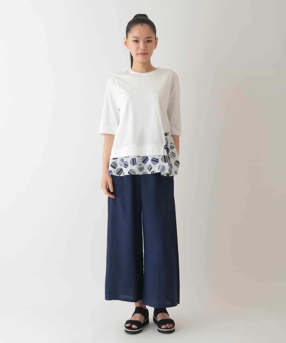 RBKHA46260 HIROKO BIS(ヒロコ ビス) ストライプドットジョイントヘムカットソー /洗える ネイビー