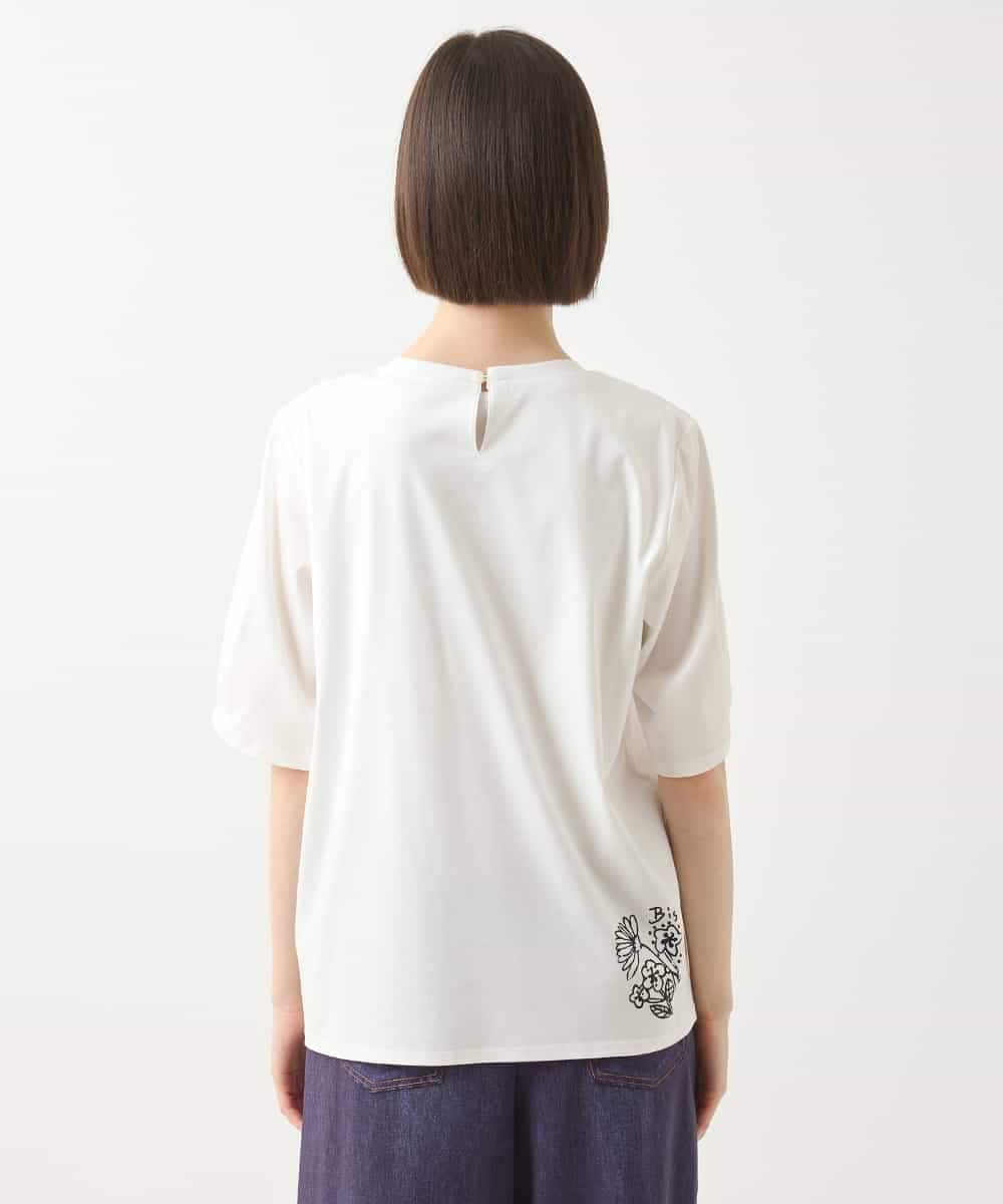 RBKHB30260 HIROKO BIS(ヒロコ ビス) Busy ButterflyプリントレイヤードTシャツ /洗える ホワイト