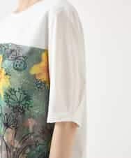 RBKHB30260 HIROKO BIS(ヒロコ ビス) Busy ButterflyプリントレイヤードTシャツ /洗える ホワイト