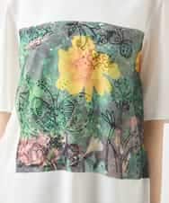 RBKHB30260 HIROKO BIS(ヒロコ ビス) Busy ButterflyプリントレイヤードTシャツ /洗える ホワイト