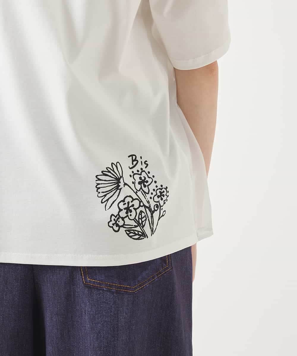 RBKHB30260 HIROKO BIS(ヒロコ ビス) Busy ButterflyプリントレイヤードTシャツ /洗える ホワイト