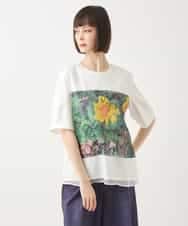 RBKHB30260 HIROKO BIS(ヒロコ ビス) Busy ButterflyプリントレイヤードTシャツ /洗える ホワイト