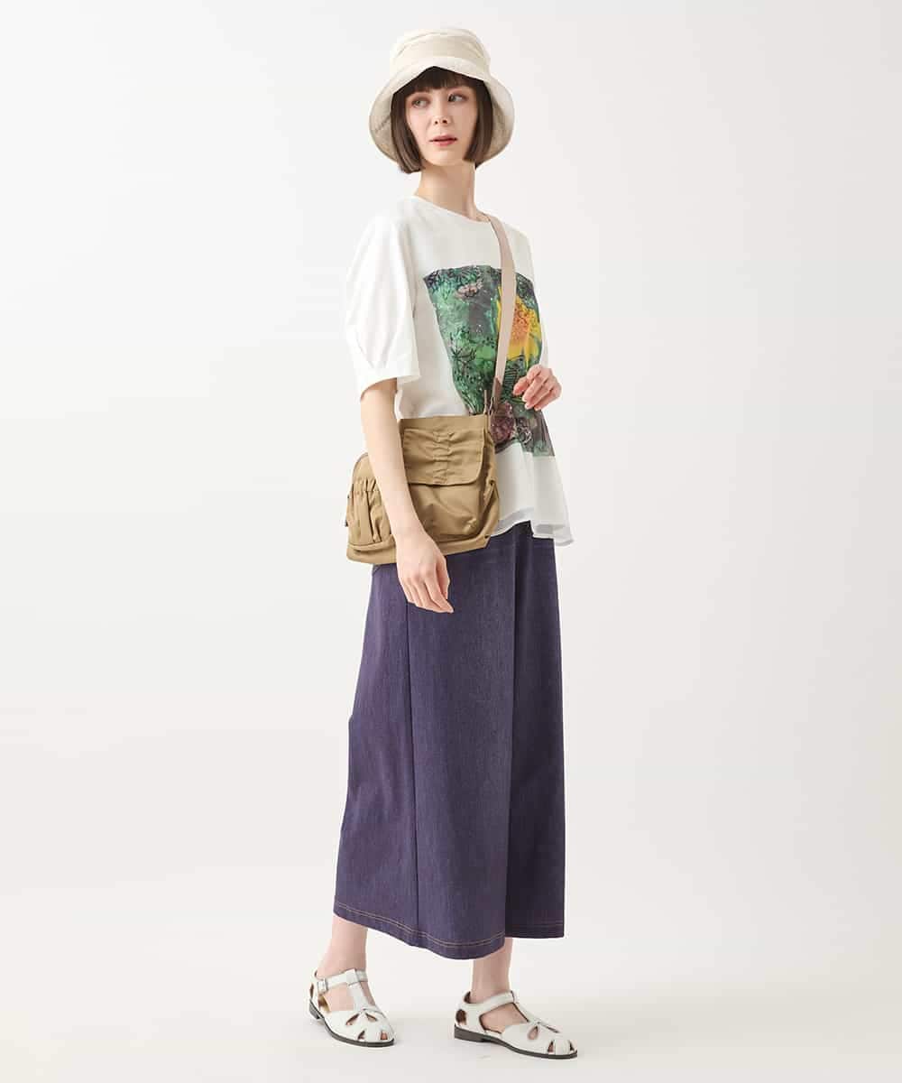 RBKHB30260 HIROKO BIS(ヒロコ ビス) Busy ButterflyプリントレイヤードTシャツ /洗える ホワイト