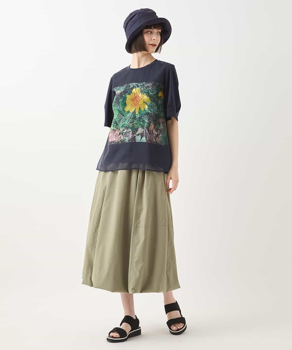 RBKHB30260 HIROKO BIS(ヒロコ ビス) Busy ButterflyプリントレイヤードTシャツ /洗える ホワイト