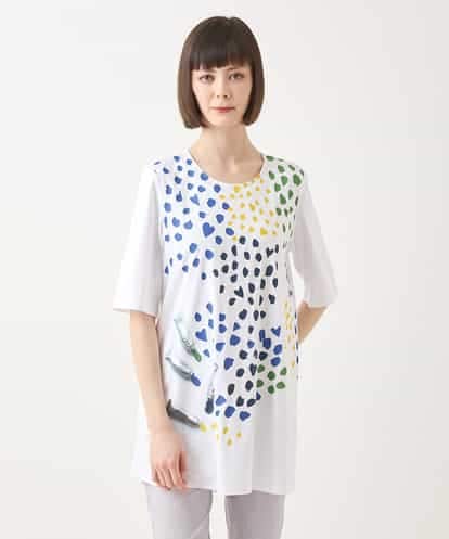 RBKHB32260 HIROKO BIS Happy Dots 配色プリントAラインチュニック /洗える
