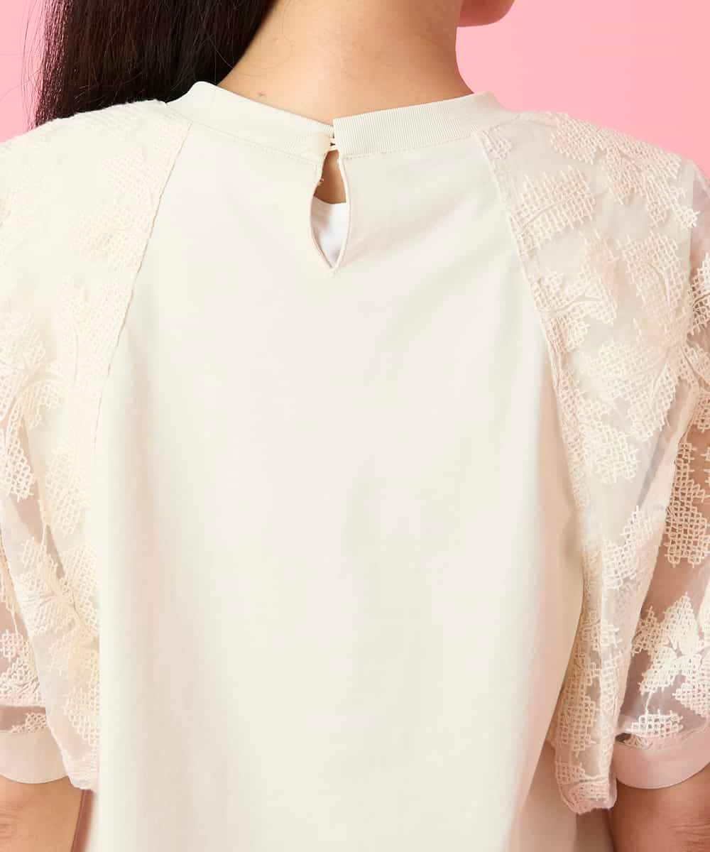 RBKHE05270 HIROKO BIS(ヒロコ ビス) オーガンジー刺繍ドッキングプルオーバー ベージュ