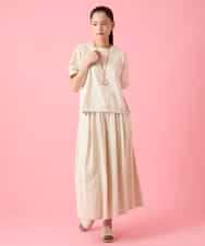 RBKHE05270 HIROKO BIS(ヒロコ ビス) オーガンジー刺繍ドッキングプルオーバー ベージュ