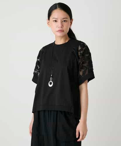RBKHE05270 HIROKO BIS オーガンジー刺繍ドッキングプルオーバー