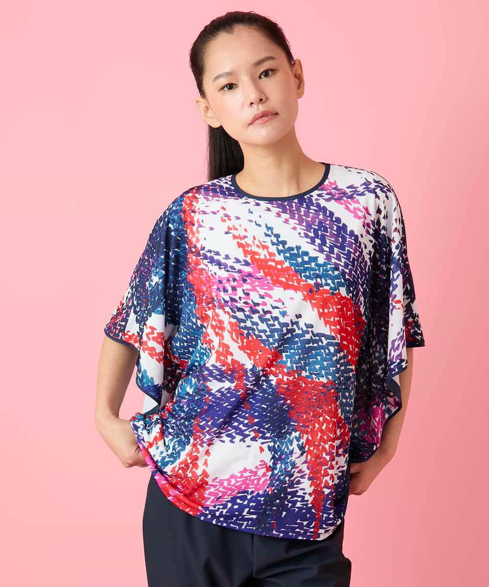 RBKHE30260 HIROKO BIS(ヒロコ ビス) ポンチョ風カットソープルオーバー ブルー