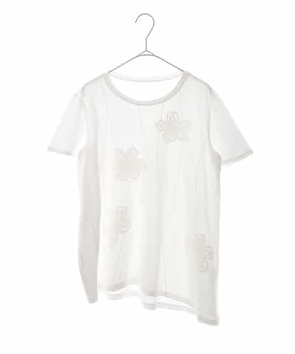 RBKHJ07190 HIROKO BIS 【洗える】フラワーモチーフコットンスムースTシャツ