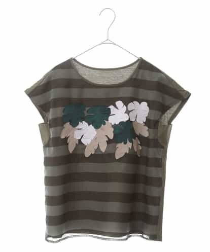 RBKHK13190 HIROKO BIS 【洗える】オーガンジーボーダークラフトTシャツ