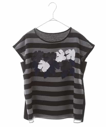 RBKHK13190 HIROKO BIS 【洗える】オーガンジーボーダークラフトTシャツ