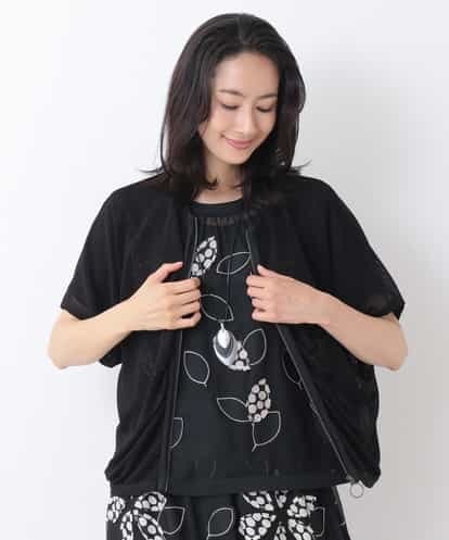 RBKHM01190 HIROKO BIS 【洗える】メッシュジップカーディガン