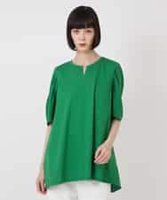 RBKHV16160 HIROKO BIS(ヒロコ ビス) 袖コンシャスドッキングTシャツ /洗濯機で洗える グリーン