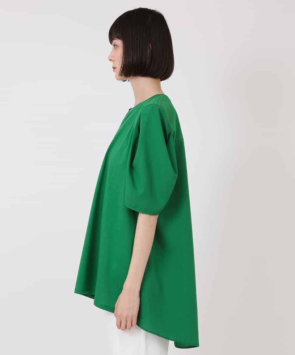 RBKHV16160 HIROKO BIS(ヒロコ ビス) 袖コンシャスドッキングTシャツ /洗濯機で洗える グリーン