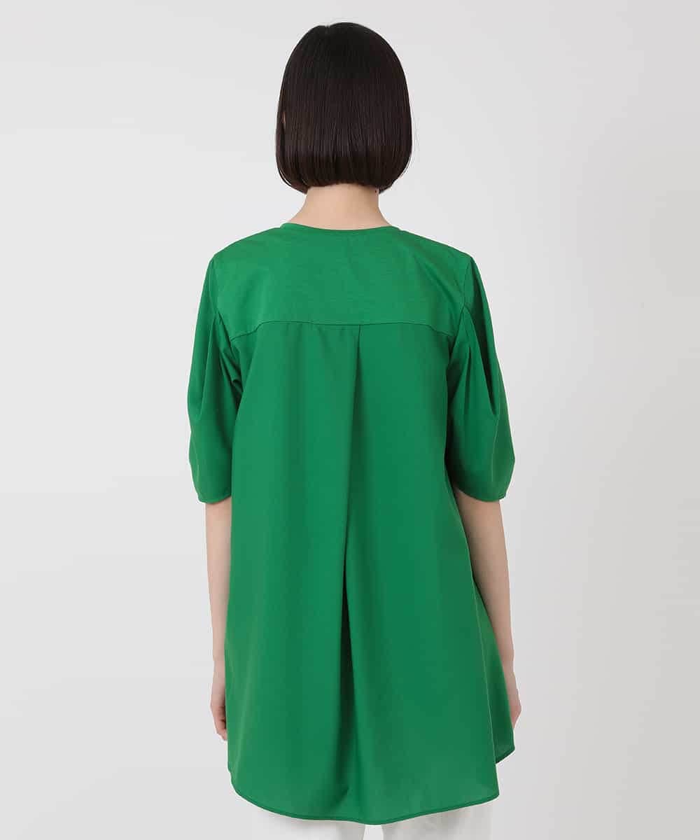 RBKHV16160 HIROKO BIS(ヒロコ ビス) 袖コンシャスドッキングTシャツ /洗濯機で洗える グリーン