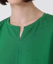 RBKHV16160 HIROKO BIS(ヒロコ ビス) 袖コンシャスドッキングTシャツ /洗濯機で洗える グリーン