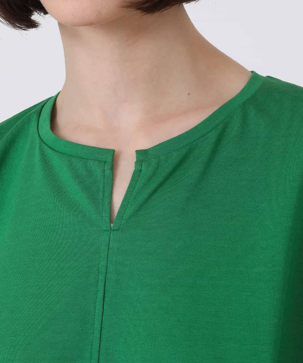 RBKHV16160 HIROKO BIS(ヒロコ ビス) 袖コンシャスドッキングTシャツ /洗濯機で洗える グリーン