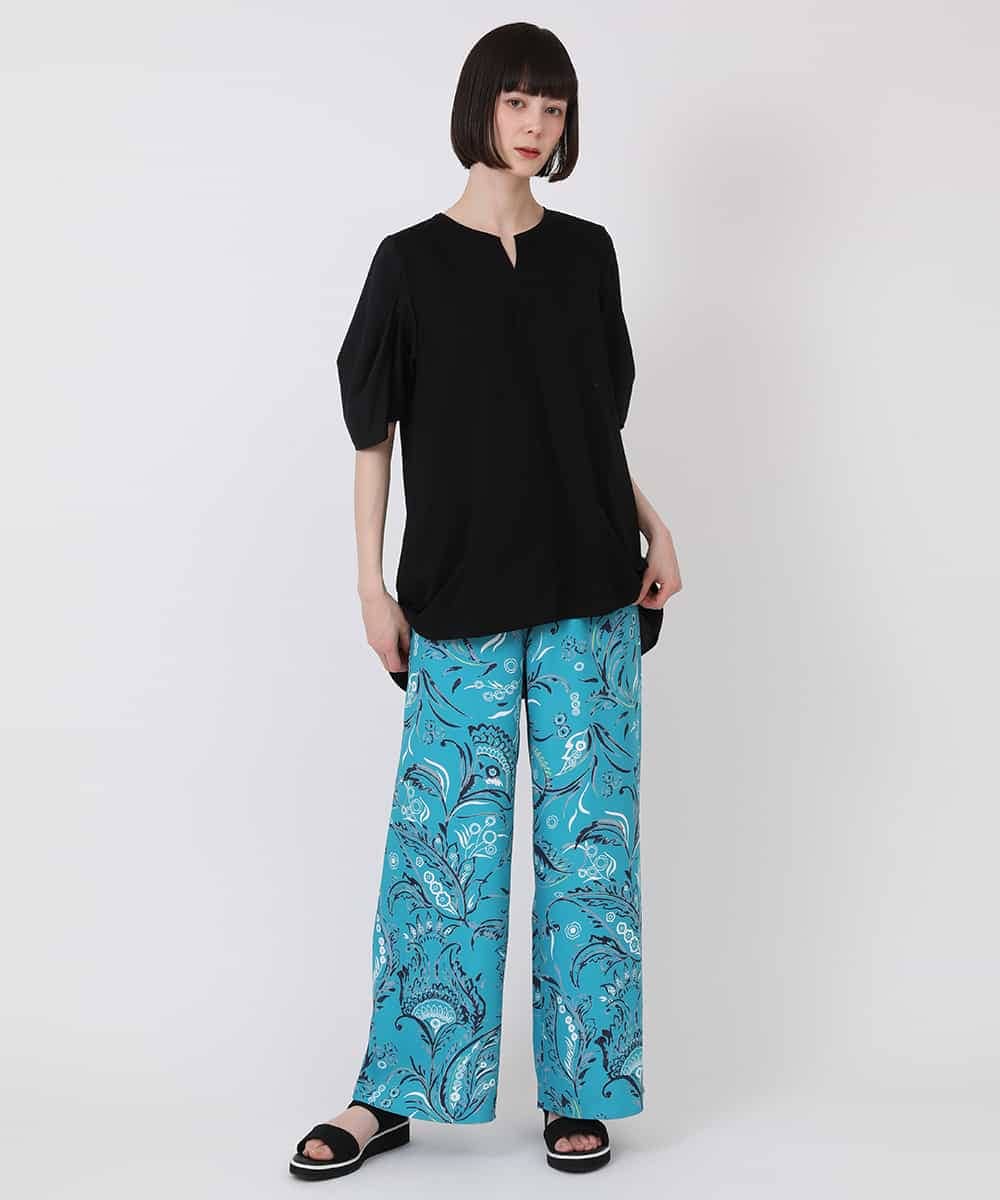 RBKHV16160 HIROKO BIS(ヒロコ ビス) 袖コンシャスドッキングTシャツ /洗濯機で洗える グリーン