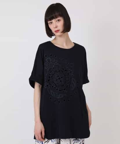 RBKHV23230  カットワーク刺繍デザインTシャツ /洗濯機で洗える