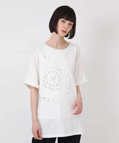 RBKHV23230  カットワーク刺繍デザインTシャツ /洗濯機で洗える