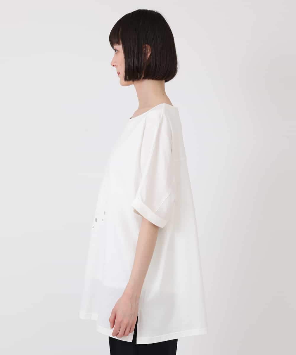RBKHV23230 HIROKO BIS(ヒロコ ビス) カットワーク刺繍デザインTシャツ /洗濯機で洗える ホワイト