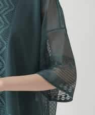 RBKIB01270 HIROKO BIS(ヒロコ ビス) ラッセルメッシュデザインカットソー /洗濯機で洗える グリーン