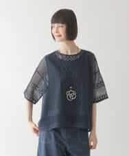 RBKIB01270 HIROKO BIS(ヒロコ ビス) ラッセルメッシュデザインカットソー /洗濯機で洗える グリーン