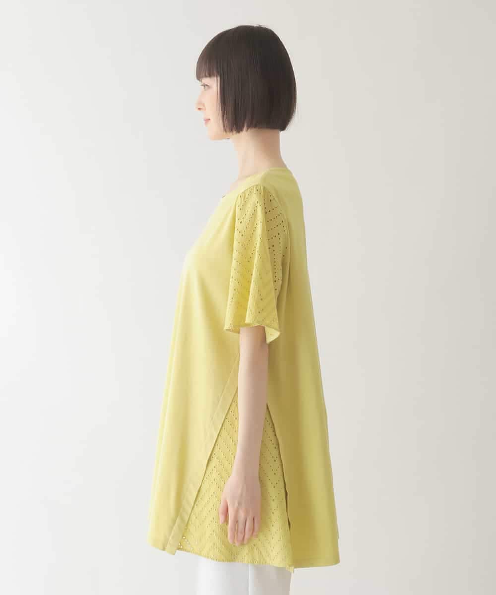 RBKIB08230 HIROKO BIS(ヒロコ ビス) 【接触冷感】コットンレース切り替えデザインチュニック /洗える イエロー
