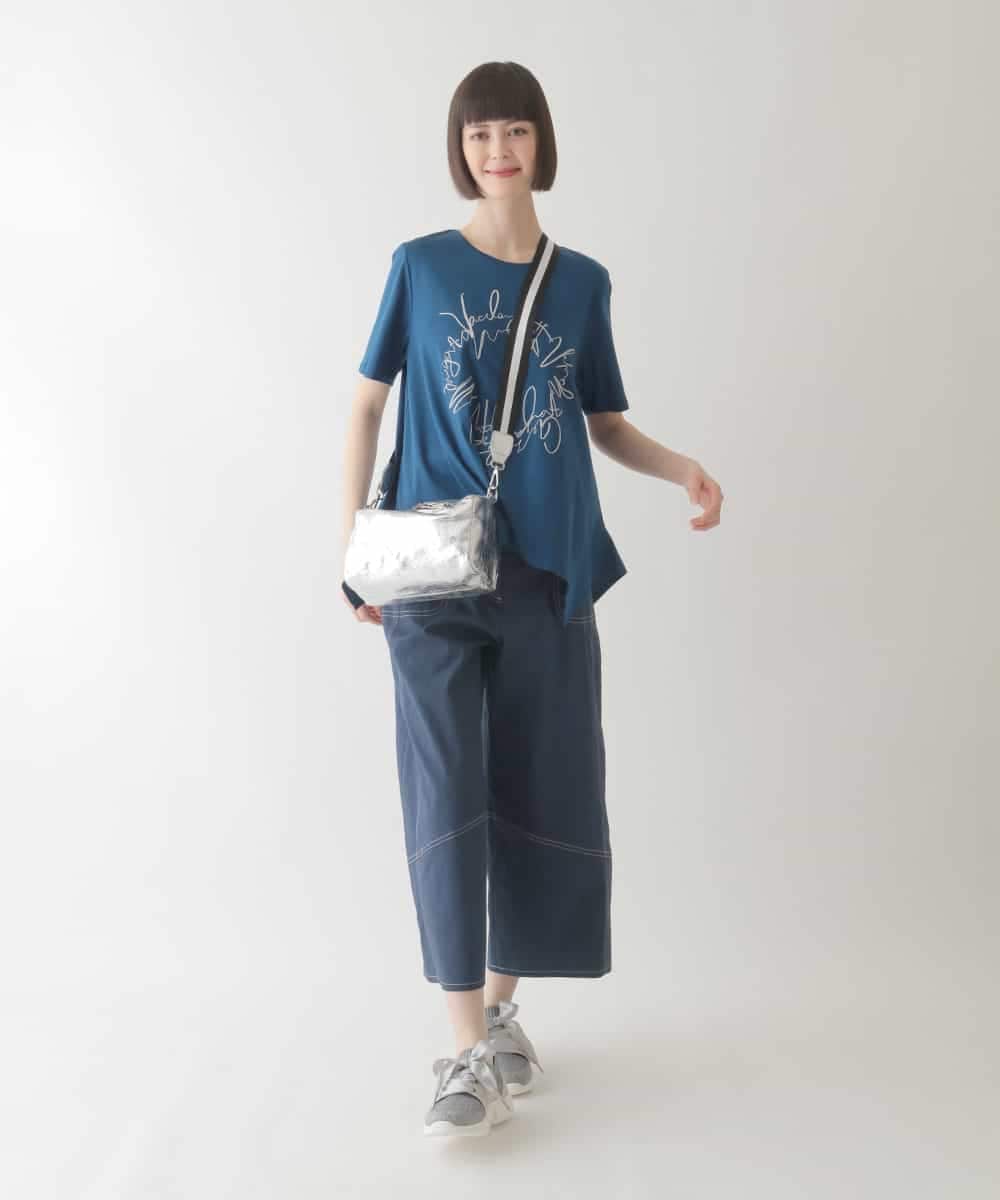 RBKIB09190 HIROKO BIS(ヒロコ ビス) 【接触冷感】ブレード刺繍デザインヘムカットソー /洗える ブルー