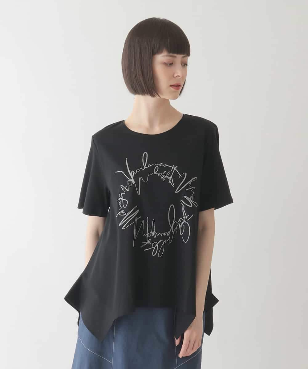 RBKIB09190 HIROKO BIS(ヒロコ ビス) 【接触冷感】ブレード刺繍デザインヘムカットソー /洗える ブルー