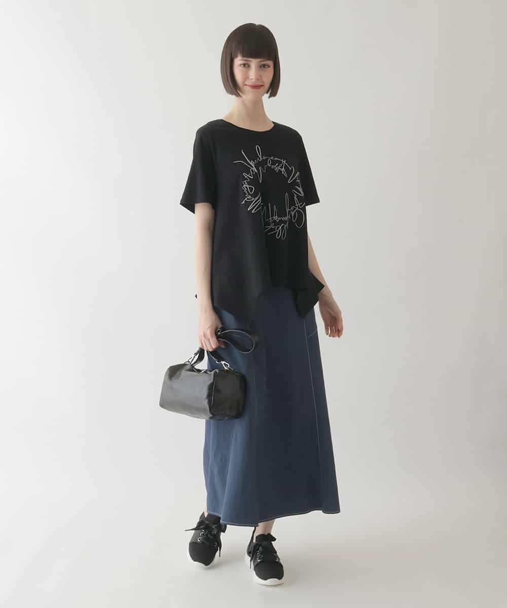 RBKIB09190 HIROKO BIS(ヒロコ ビス) 【接触冷感】ブレード刺繍デザインヘムカットソー /洗える ブルー