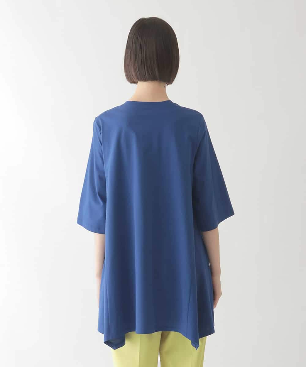 RBKIB10240 HIROKO BIS(ヒロコ ビス) 【接触冷感】イレギュラーヘムデザインチュニックカットソー /洗える ブルー