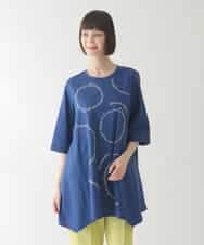 RBKIB10240 HIROKO BIS(ヒロコ ビス) 【接触冷感】イレギュラーヘムデザインチュニックカットソー /洗える ブルー