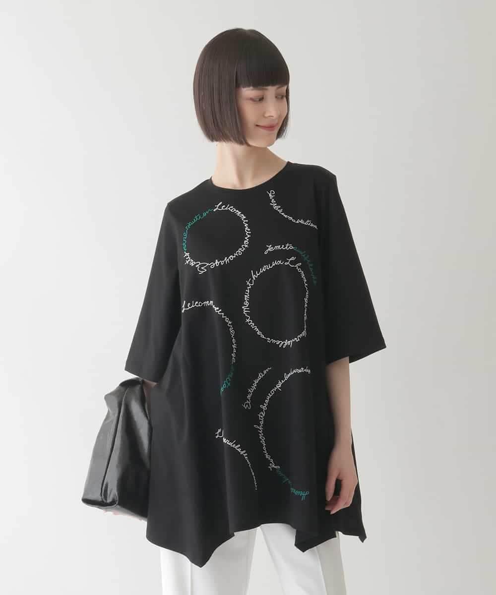 RBKIB10240 HIROKO BIS(ヒロコ ビス) 【接触冷感】イレギュラーヘムデザインチュニックカットソー /洗える ブルー